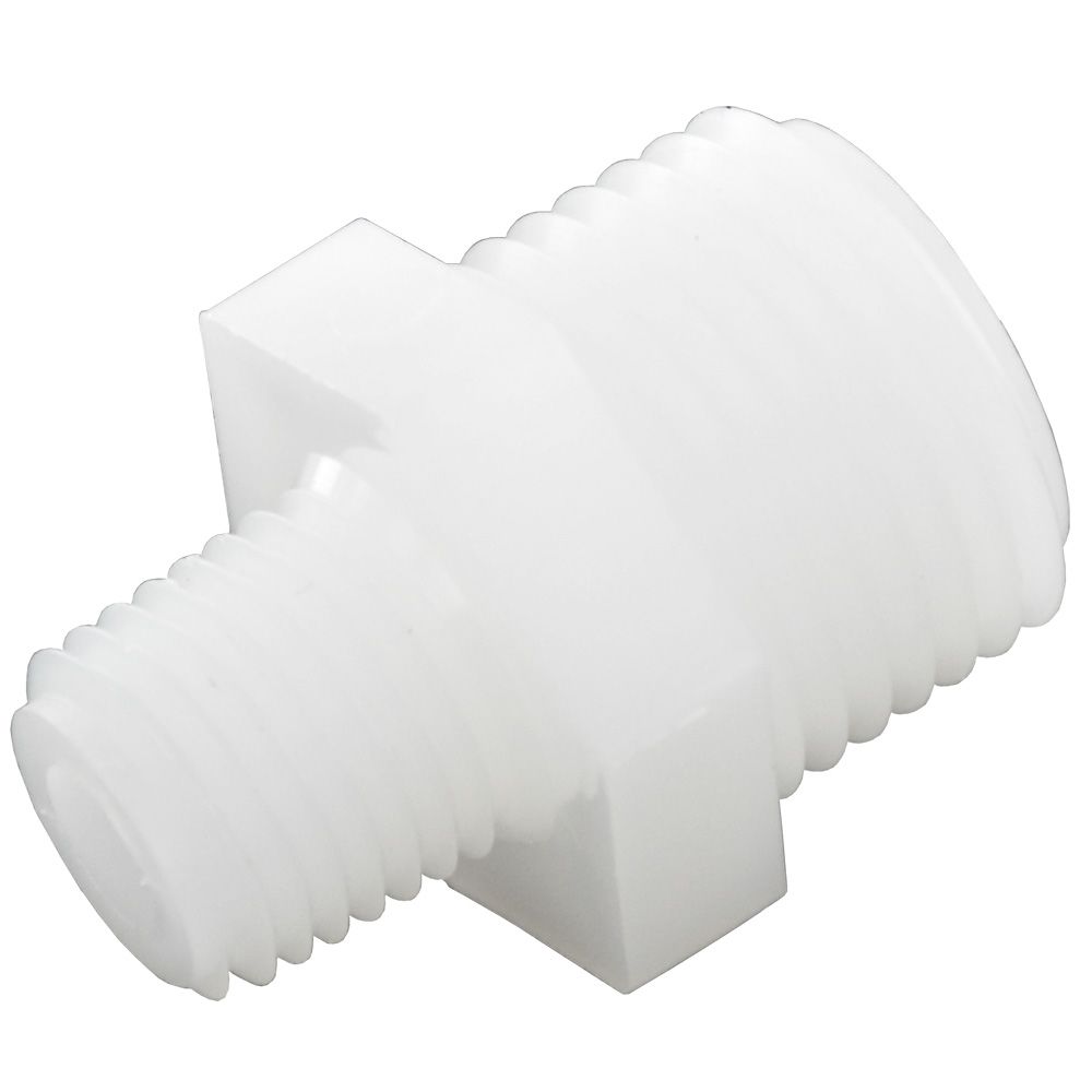 Nipple Hex - 1/2 x 3/8 MPT Natural Nylon