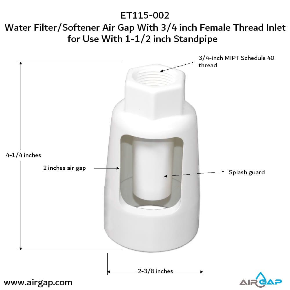 Standpipe Airgap - 1.5" PVC 40 / ABS, 3/4" FPT G15