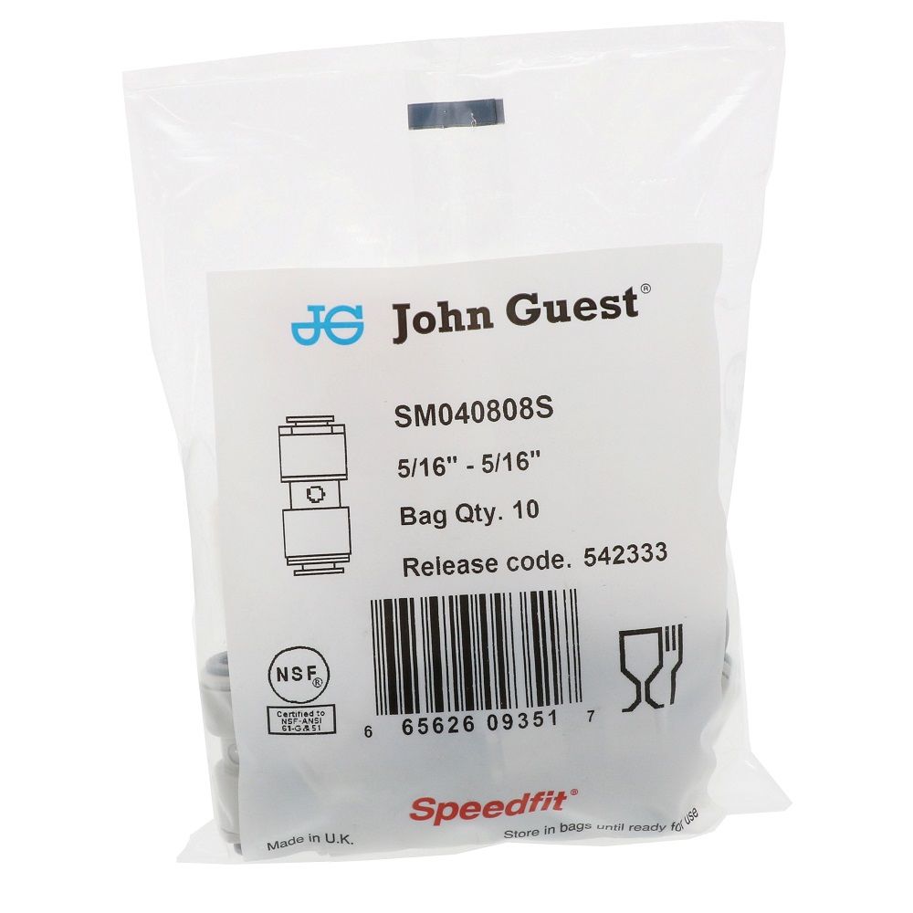 John Guest Superseal Union - 5/16 Superseal x 5/16