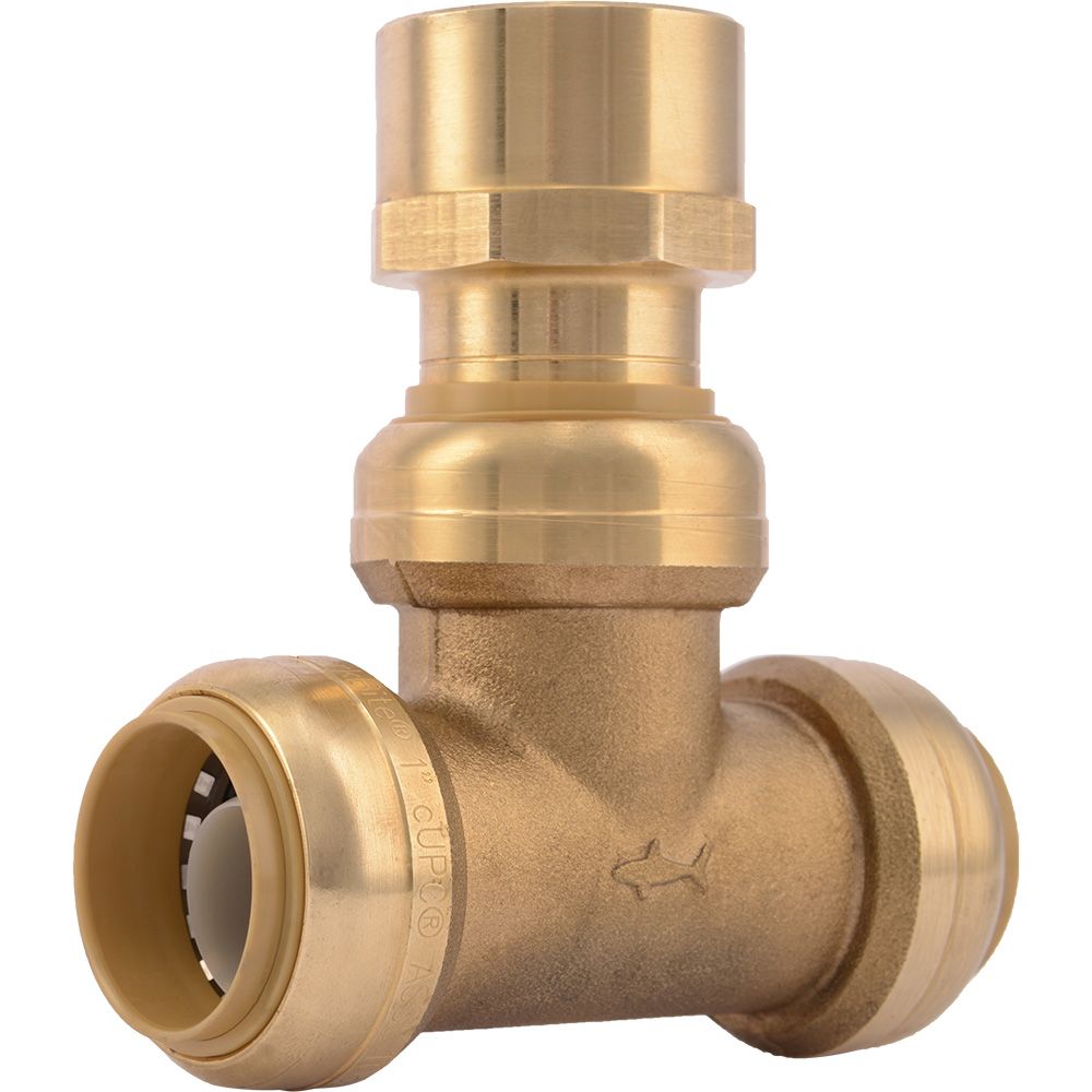 SharkBite® U464LF Lead-Free Brass Push-to-Connect Female Center Tee - 1" x 1" x 1" FPT