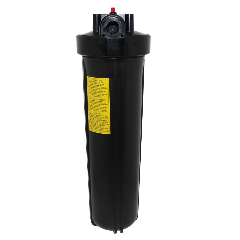 20" Neo-Pure Big Flow Filter Housing Black Cap/Black Sump with Pressure Relief 1.5"