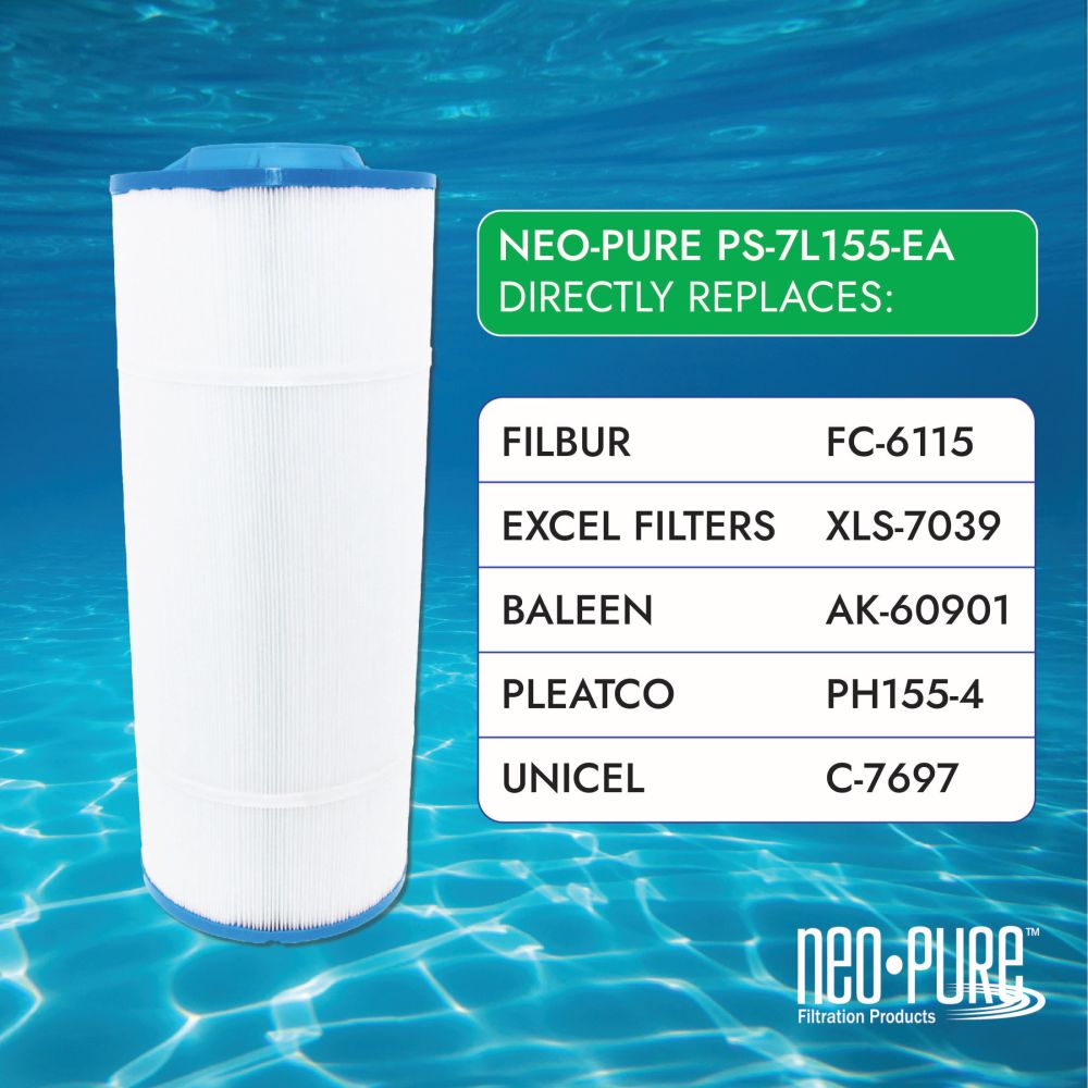 Neo-Pure PS-7L155-EA Pool and Spa Filter 7-3/4" x 29-1/16”