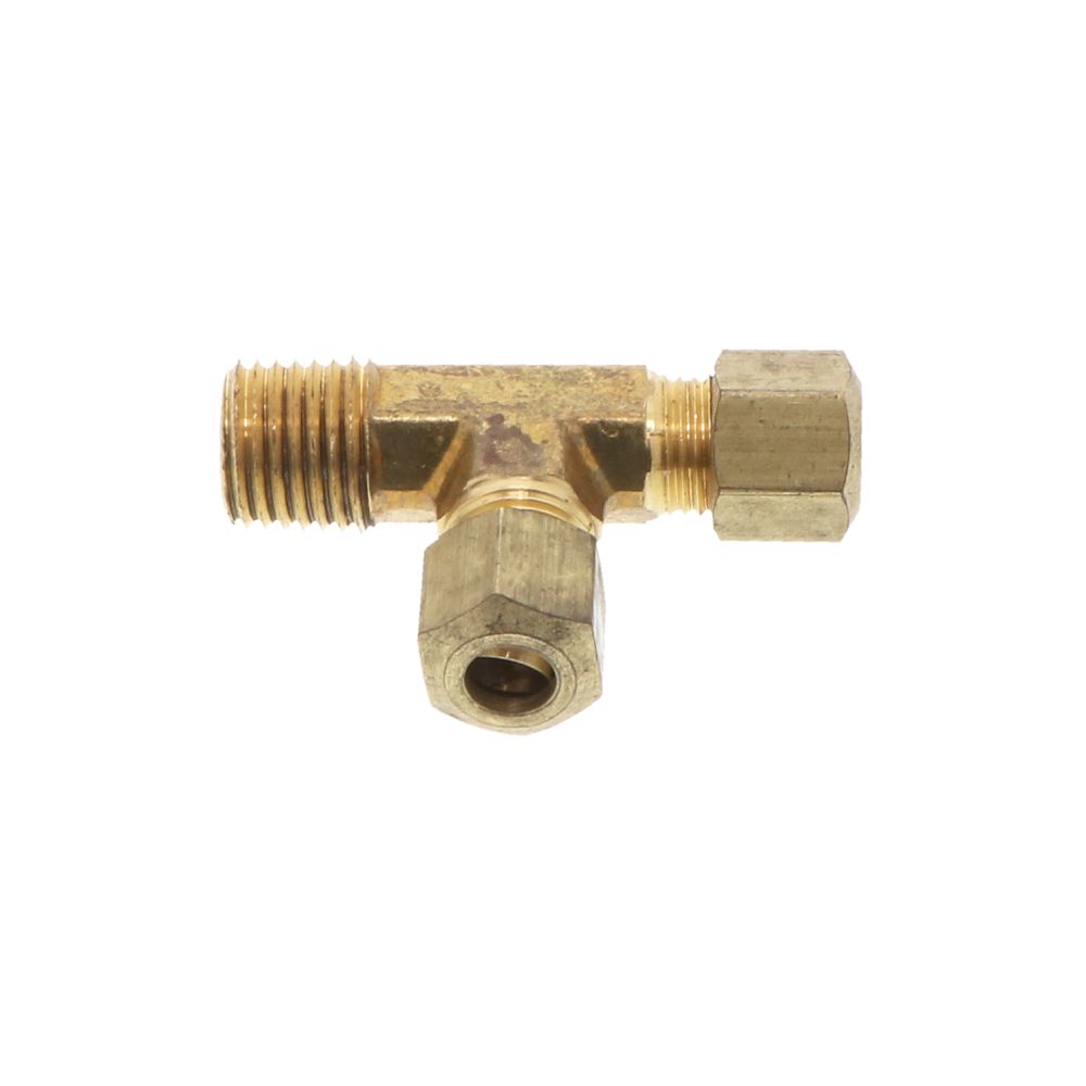 Brass Male Run Tee 1/4 Compression x 1/4 MPT x 1/4 Compression