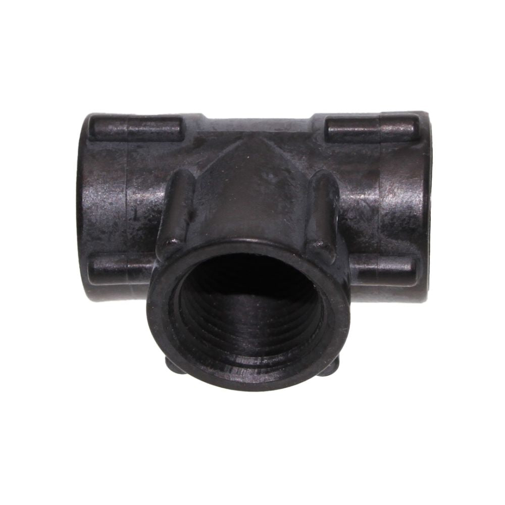 Tee Union Female - 1/2 FPT x 1/2 FPT x 1/2 FPT - Black Polypropylene