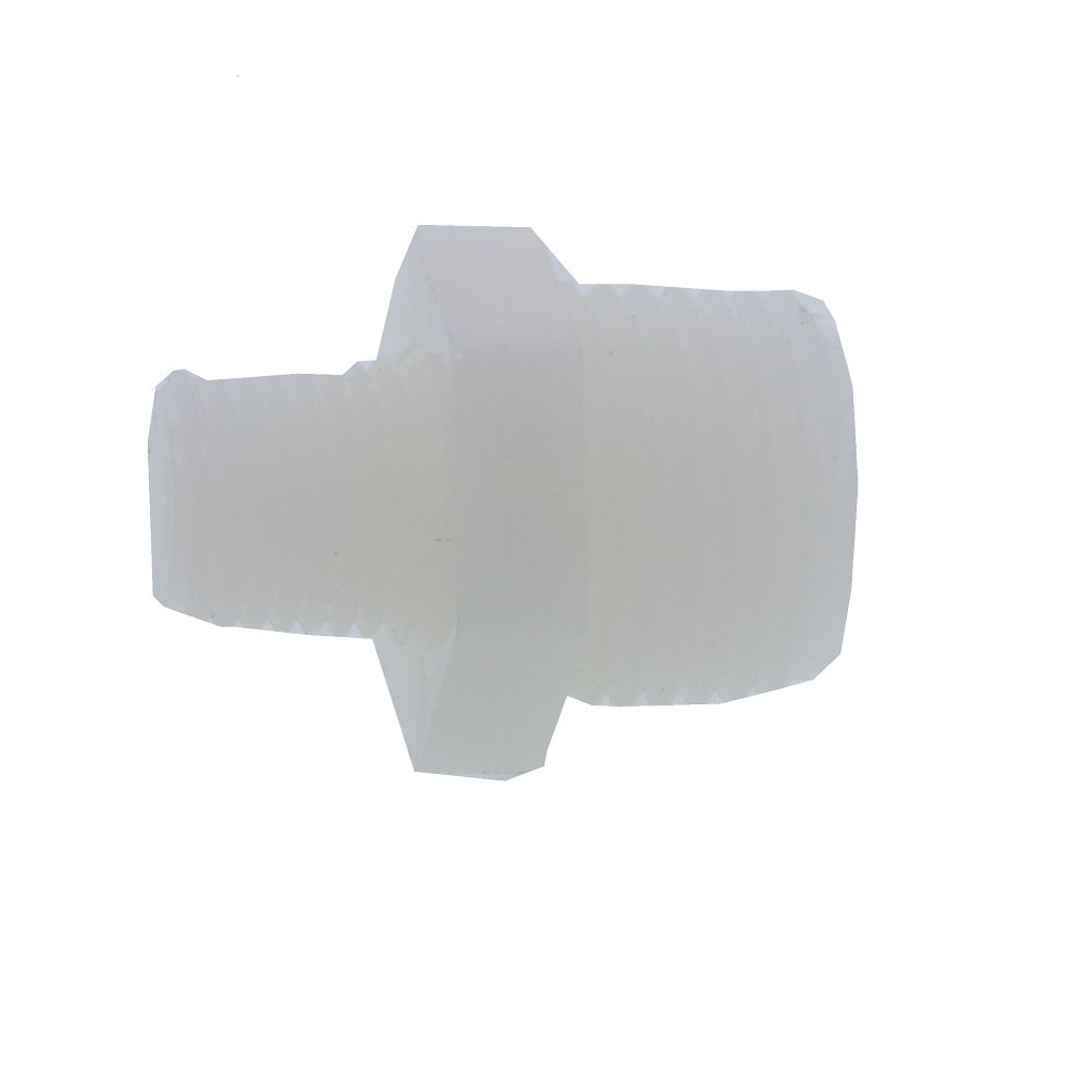 Nipple Hex - 1/2" MPT x 1/4" MPT Natural Nylon