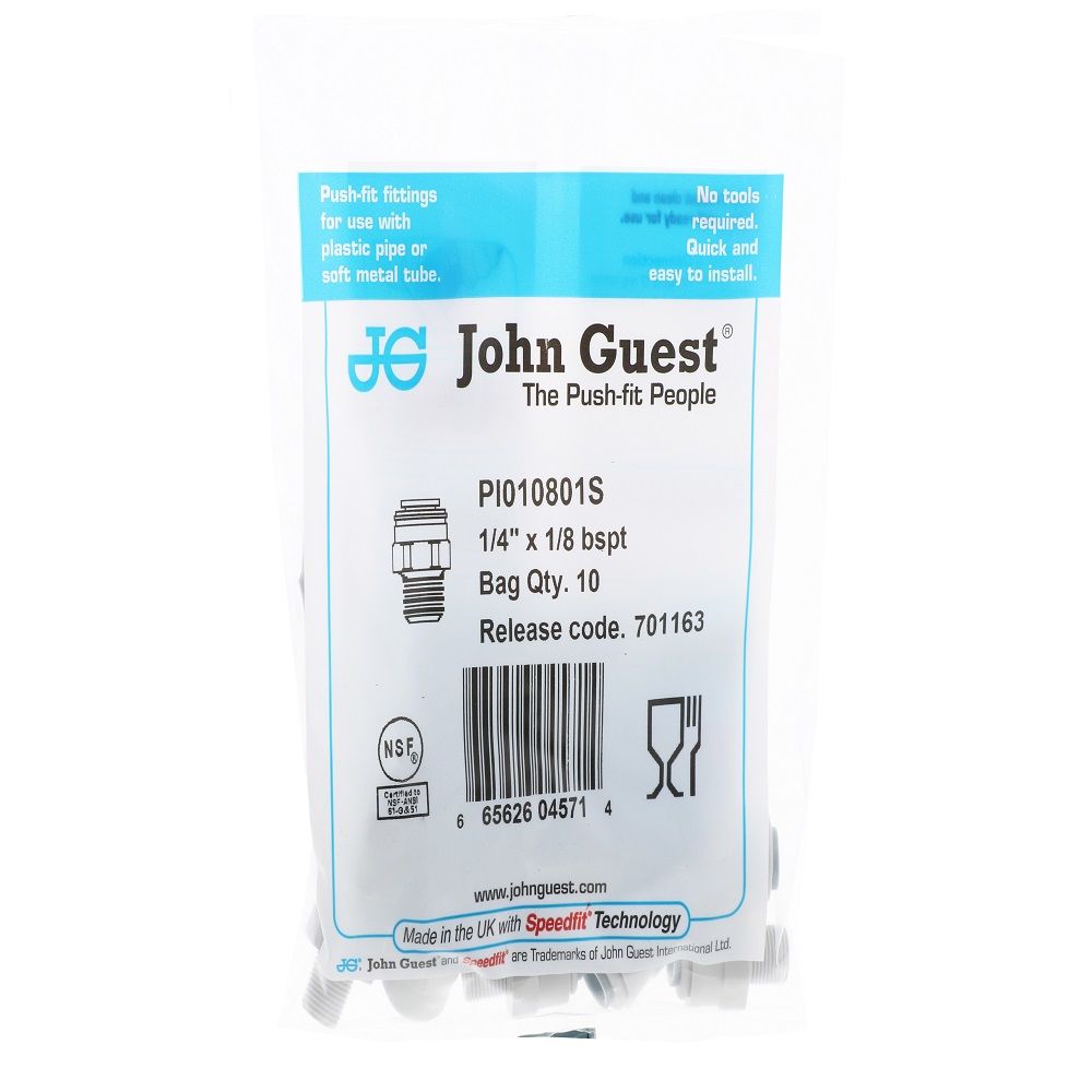John Guest Male Connector BSPT - 1/4 x 1/8 BSPT