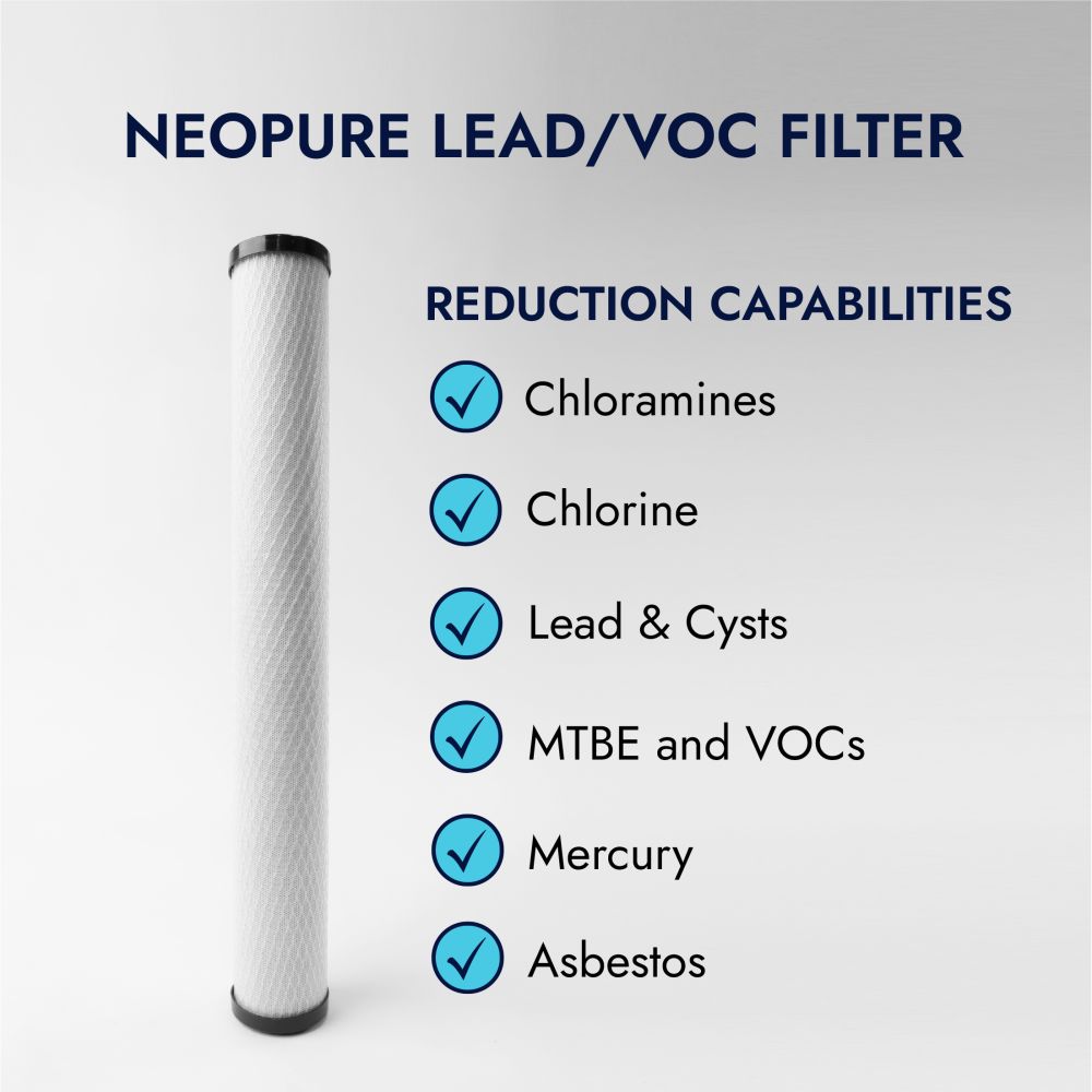 Neo-Pure CTOX-2520 20 x 2-1/2 CTO/Cyst/LEAD/VOC Carbon Block Water Filter 0.5 mic