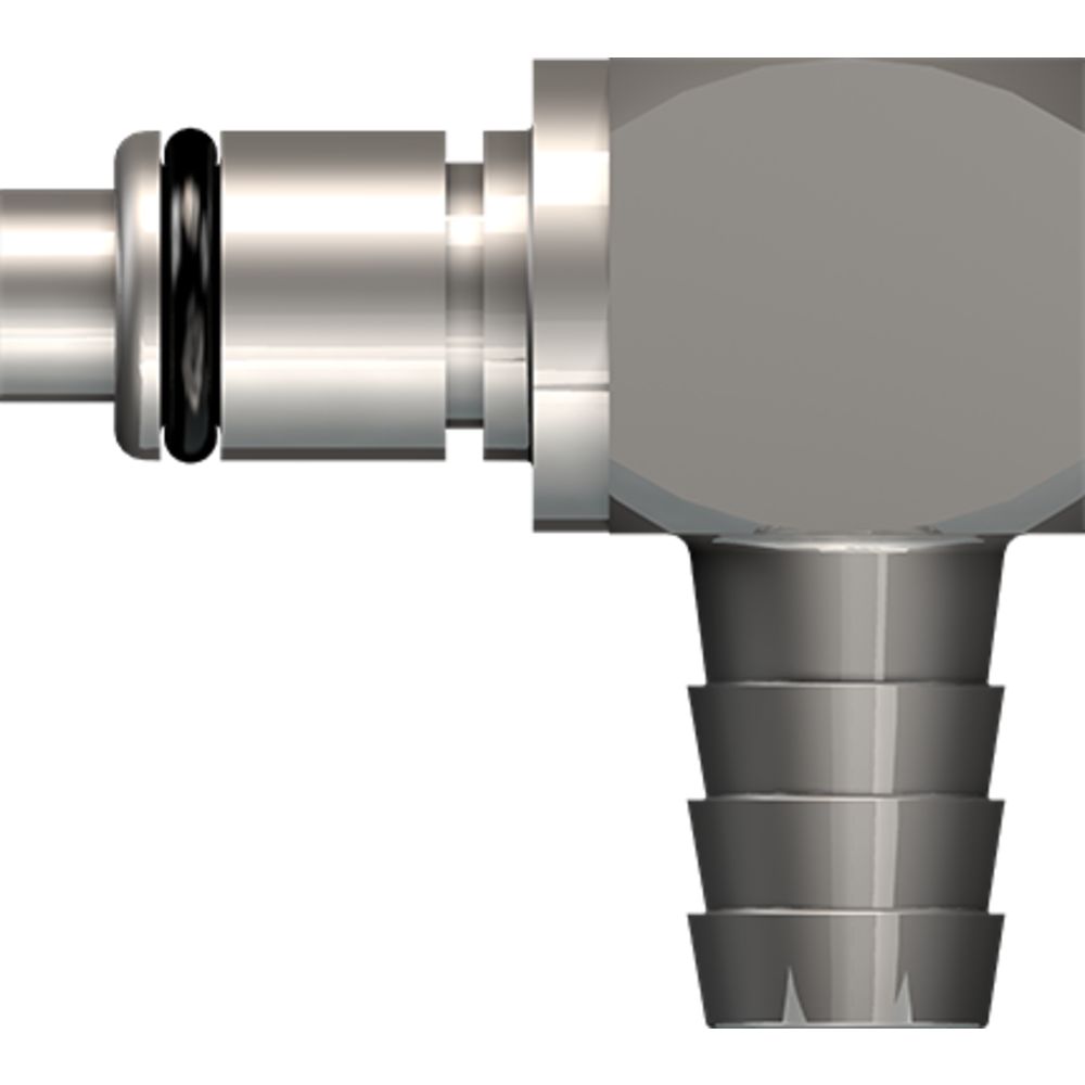 LinkTech 40CB Series Elbow Male, Valved, 3/8" HB, Chrome Brass, Buna N