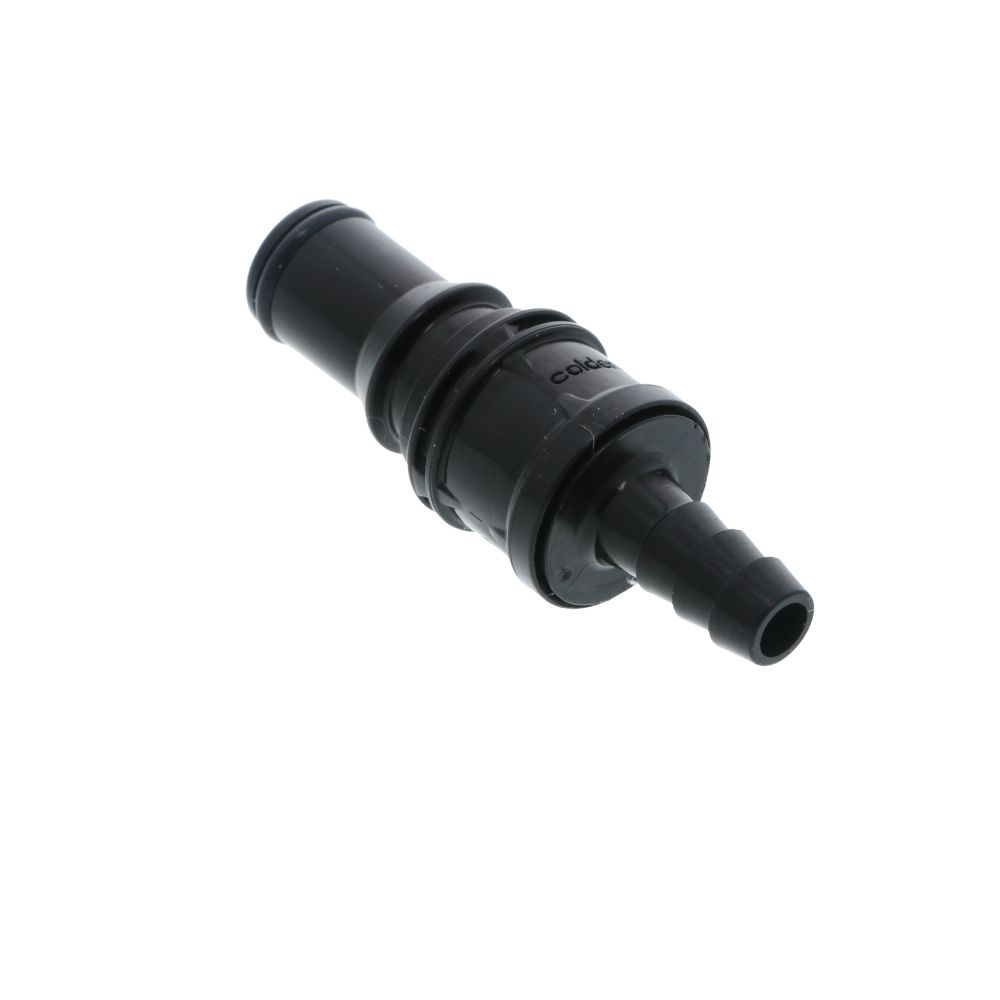 BACD22004MBLK Valved In-Line Hose Barb Coupling Insert Molded Black 1/4 ID Barb