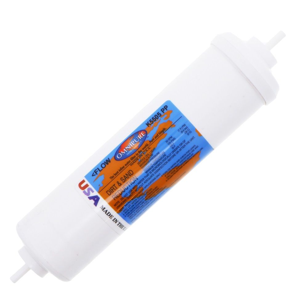 Omnipure Inline K5505-PP 5 mic Sediment Prefilter - 10" x 2.5" Filter - 1/4" Stem