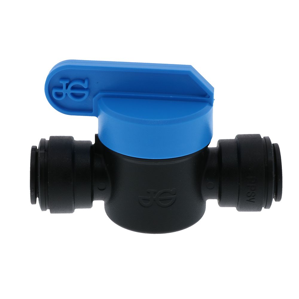 John Guest Shut-Off Valve Black Polypropylene - 3/8 Tube x 3/8 Tube