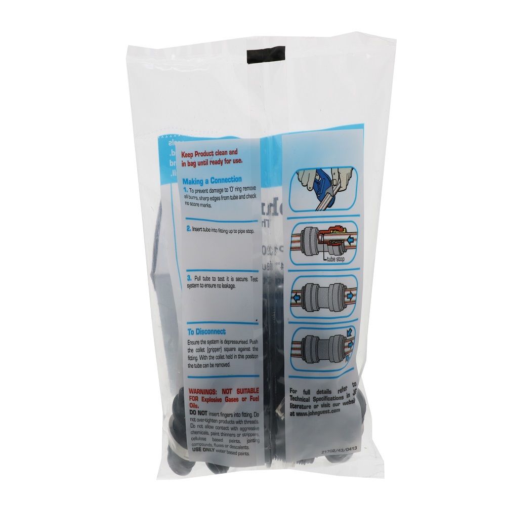 John Guest Bulkhead Union Black Polypropylene - 1/4