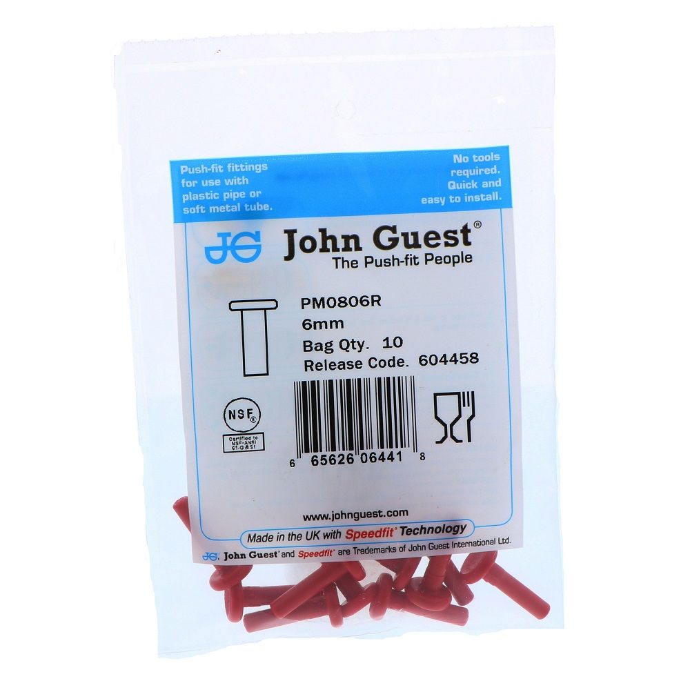 John Guest Red Acetal Plug - 6mm