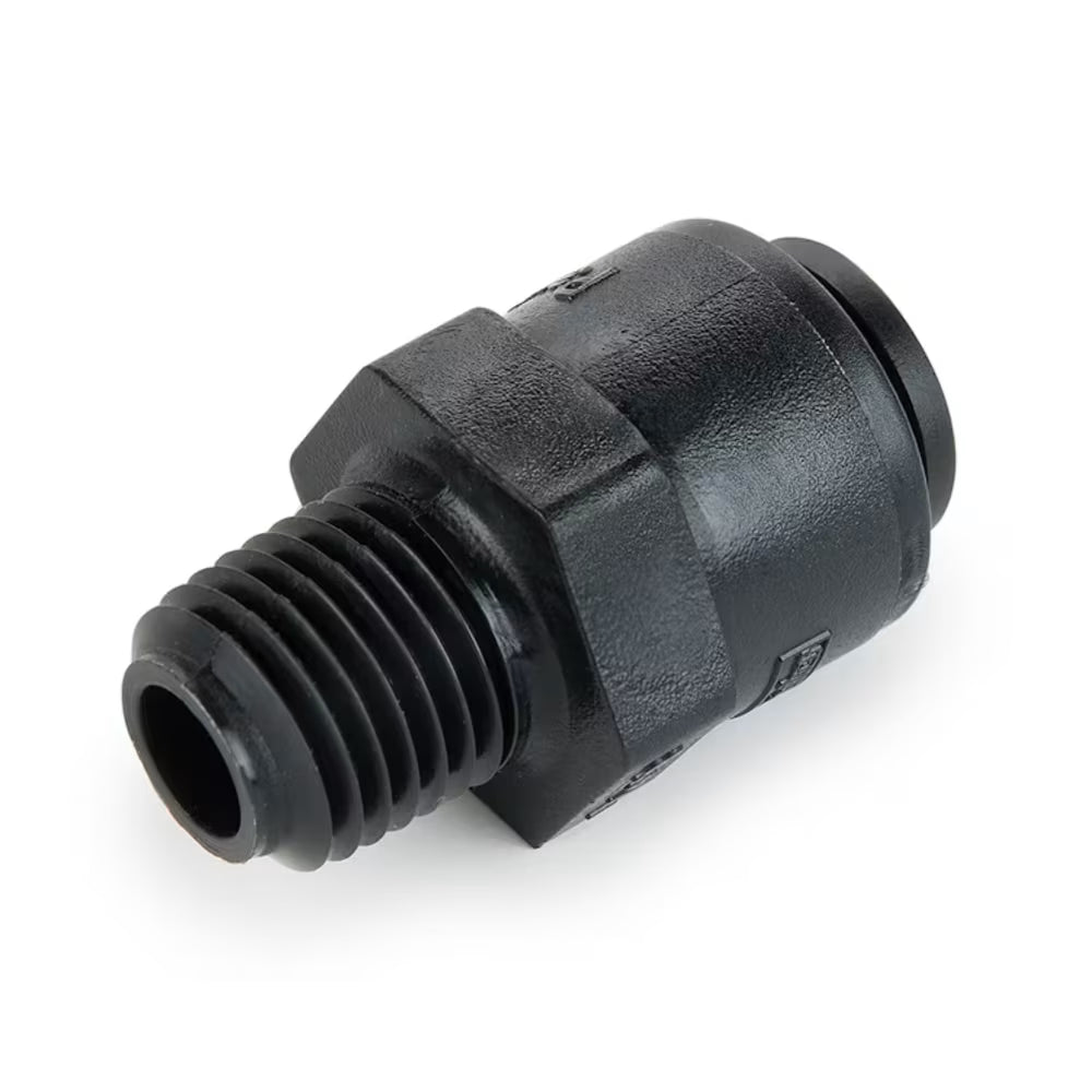 Black Kynar PVDF Male Connector - 3/8 x 1/4 NPTF