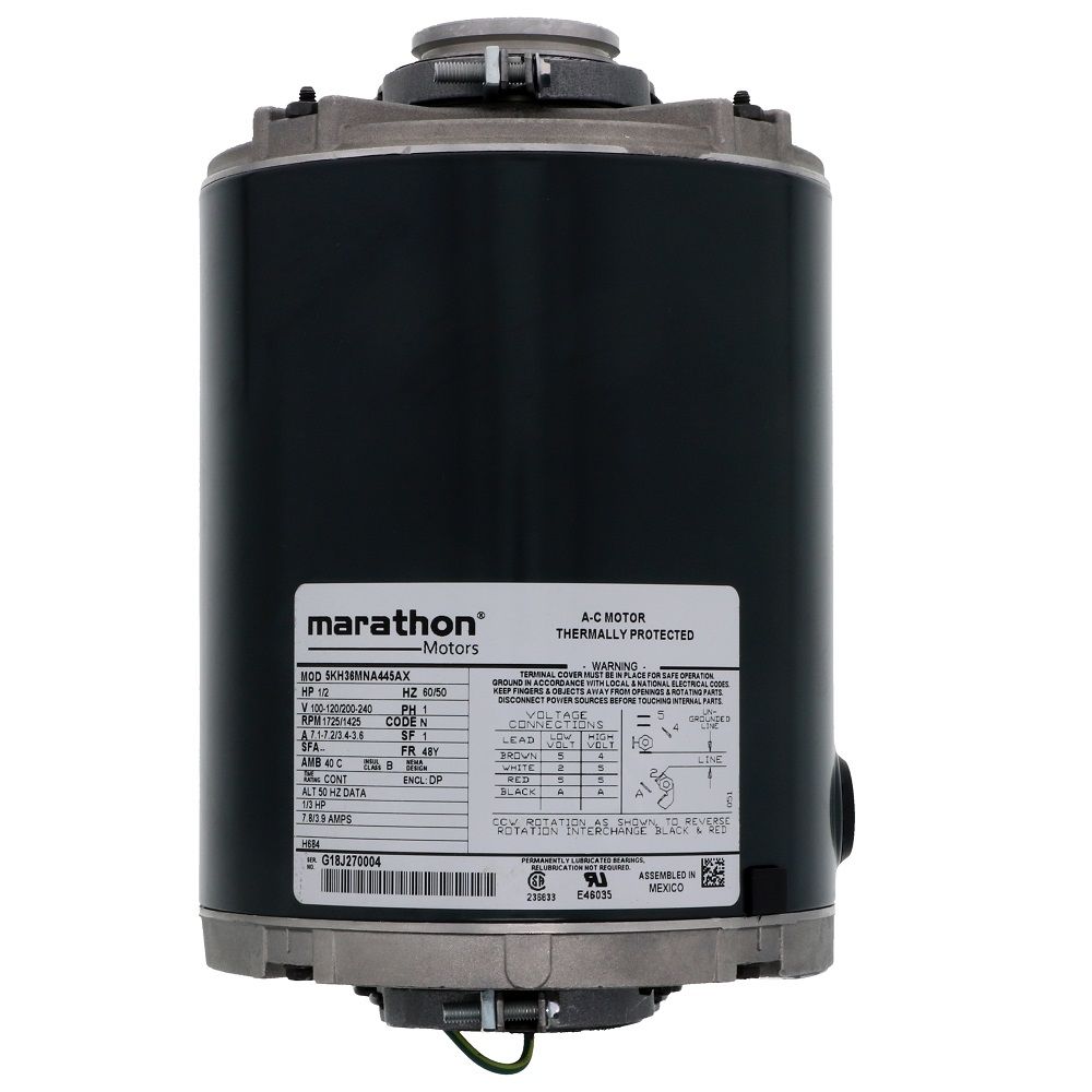 Marathon 871 NEMA 48YZ Frame RO/Carbonator Motor 1/2 HP 100-120V/230V AC