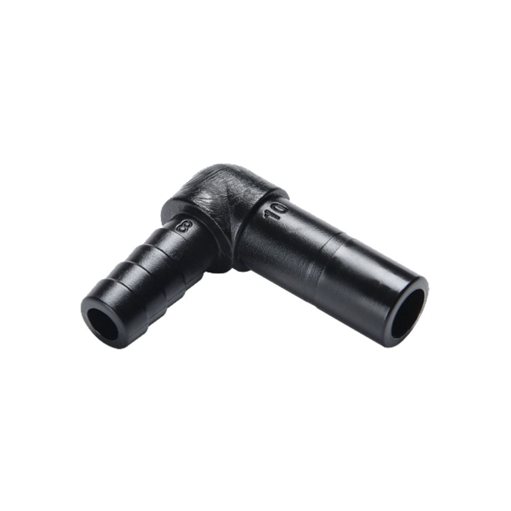 NeoFit - Acetal Black Stem Barb Elbow Connector 3/8"stem x 3/8"barb