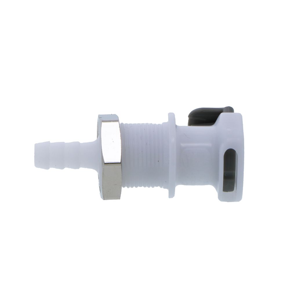 9208200 NSF Valved Panel Mount Hose Barb Coupling Body 1/4 ID Barb