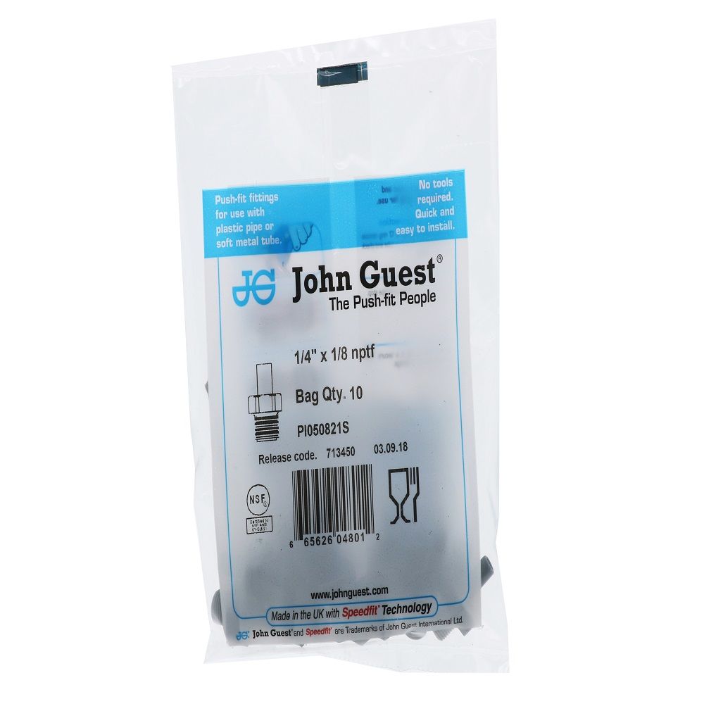 John Guest Stem Adapter NPTF - 1/4 x 1/8 NPTF