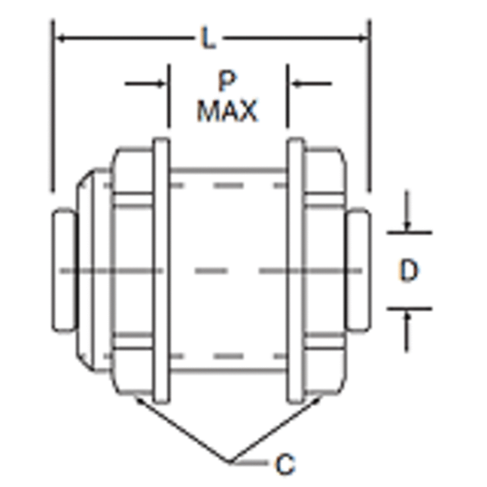 Kynar PVDF Bulkhead Union - 3/8 x 3/8