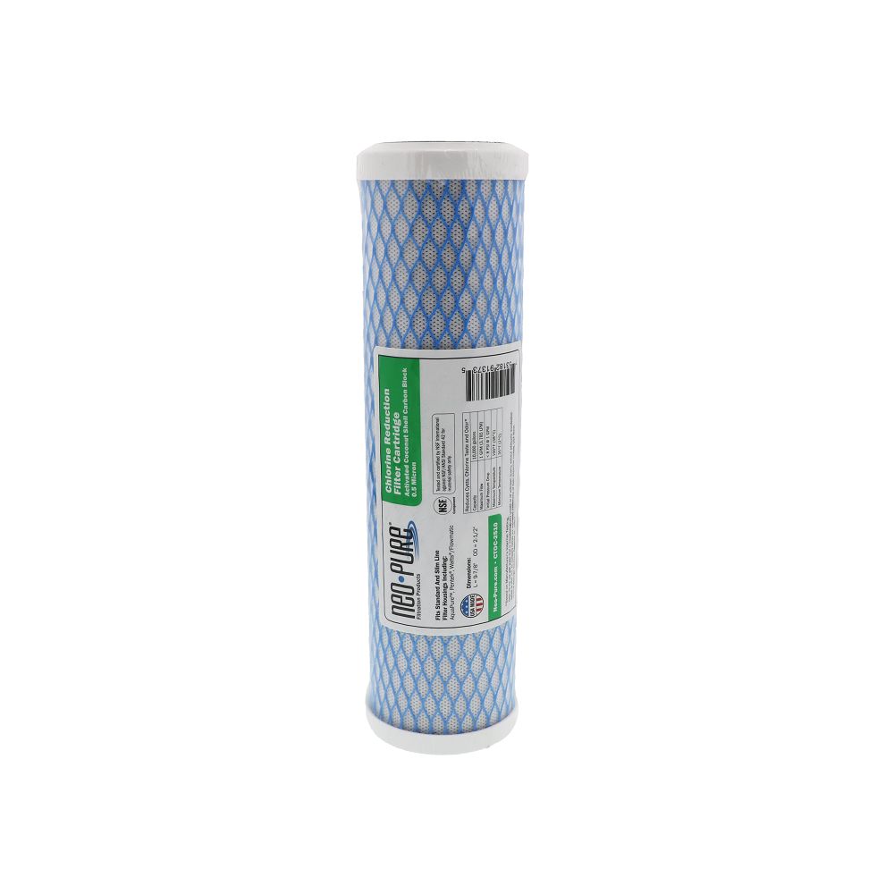 Neo-Pure CTOC-2510 9-7/8" x 2-1/2" Cyst Reduction Carbon Block Cartridge 0.5 Micron
