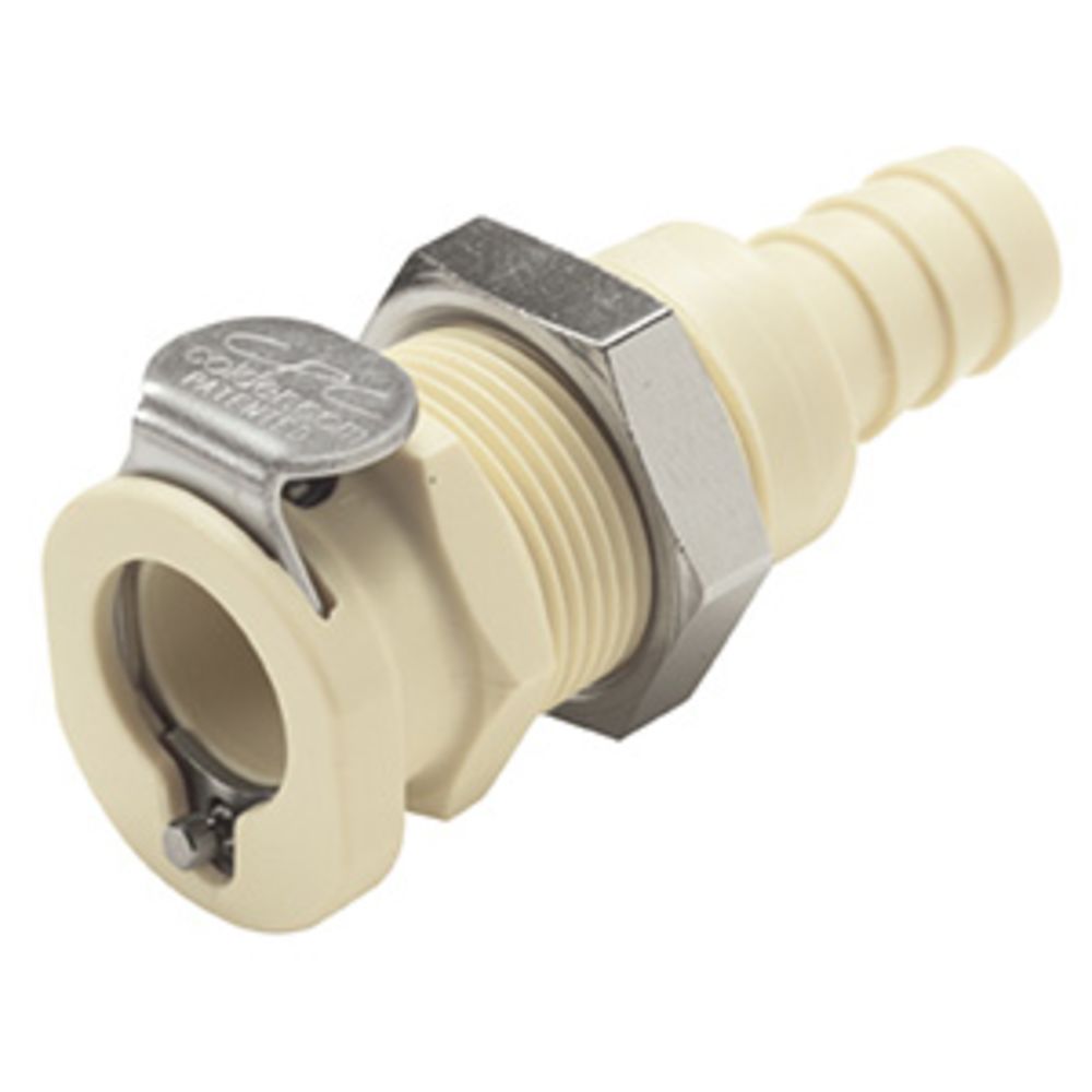 PLCD1600612 Valved Panel Mount Hose Barb Coupling Body 3/8 ID Barb