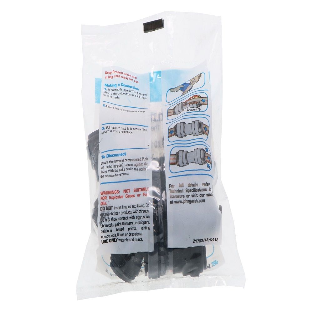 John Guest Reducing Union Black Polypropylene - 1/2 x 3/8