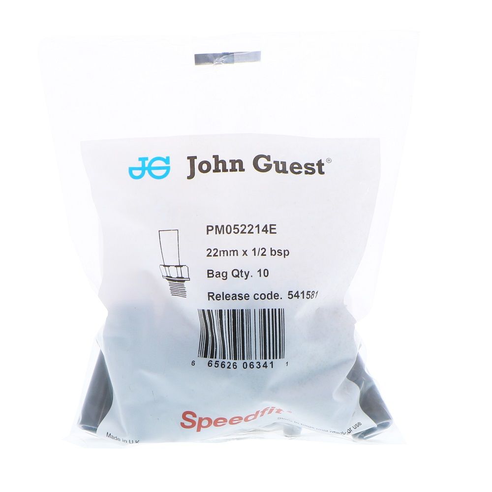 John Guest Stem Adapter BLACK ACETAL - 22mm x 1/2 BSPT