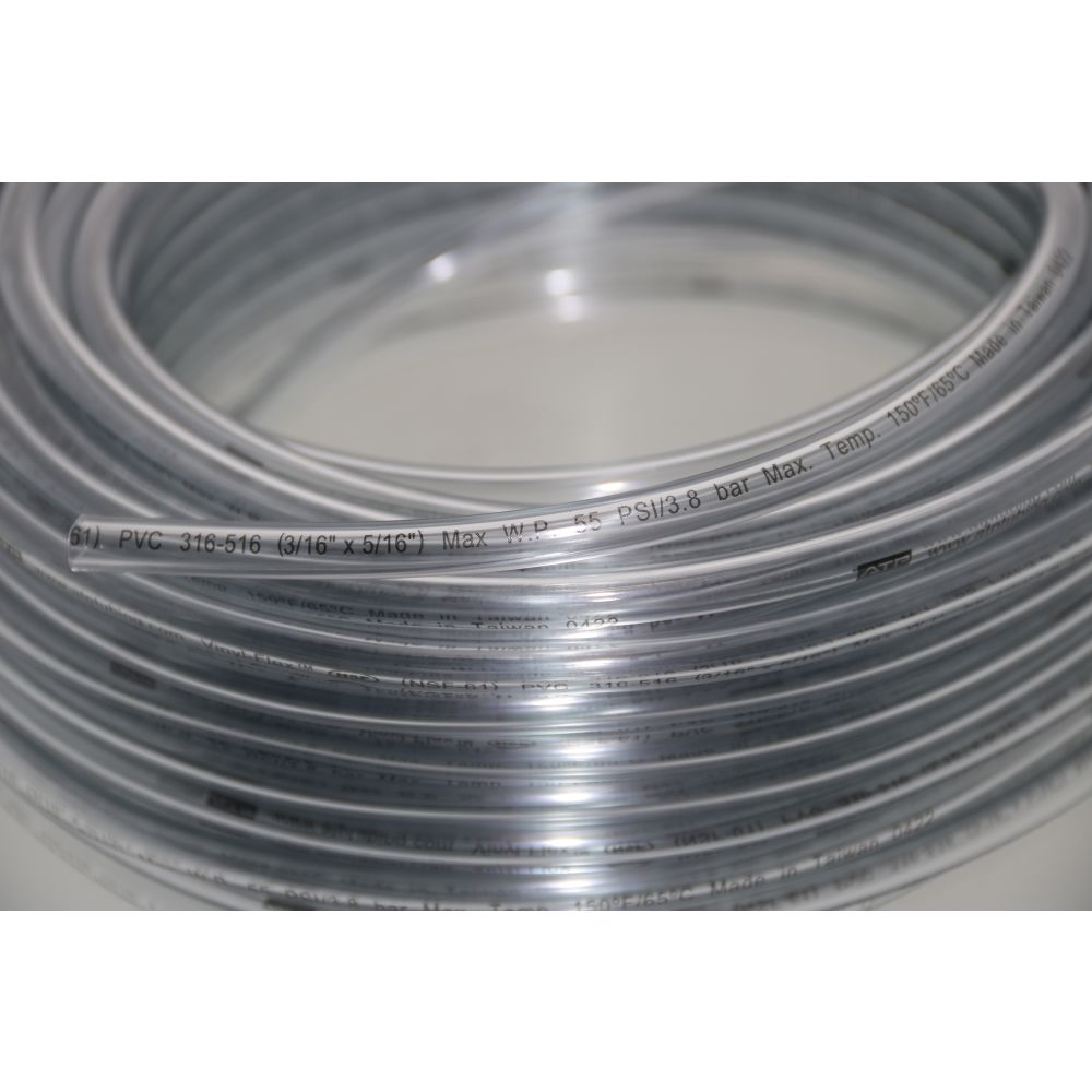Clear Flexible PVC Tubing 3/16 ID x 5/16 OD