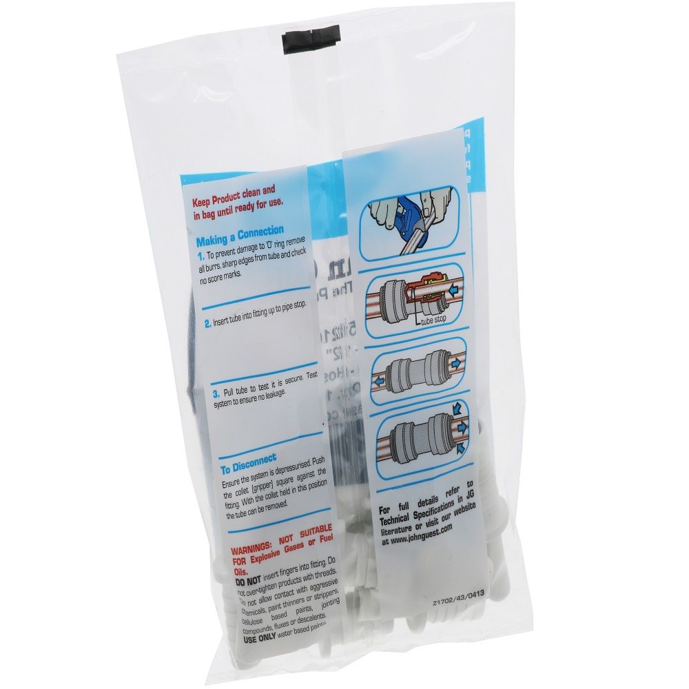 John Guest Polypro Tube to Hose - 3/8 OD Stem x 1/2 ID Barb