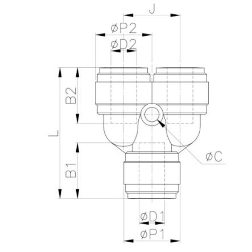NeoFit - Acetal Black Two Way Divider 6mm in & out