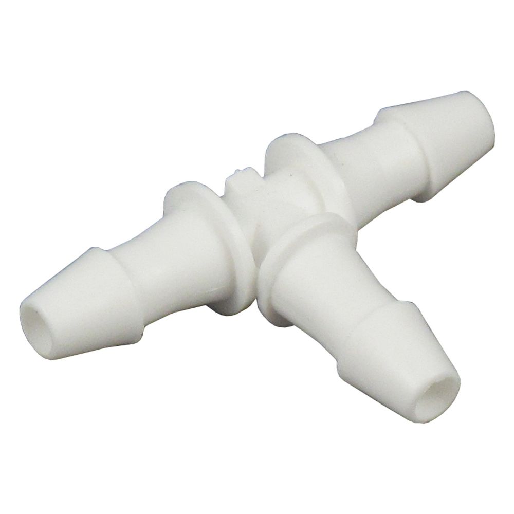 Barbed Equal Tee White Polypropylene - 1/8 ID x 1/8 ID x 1/8 ID