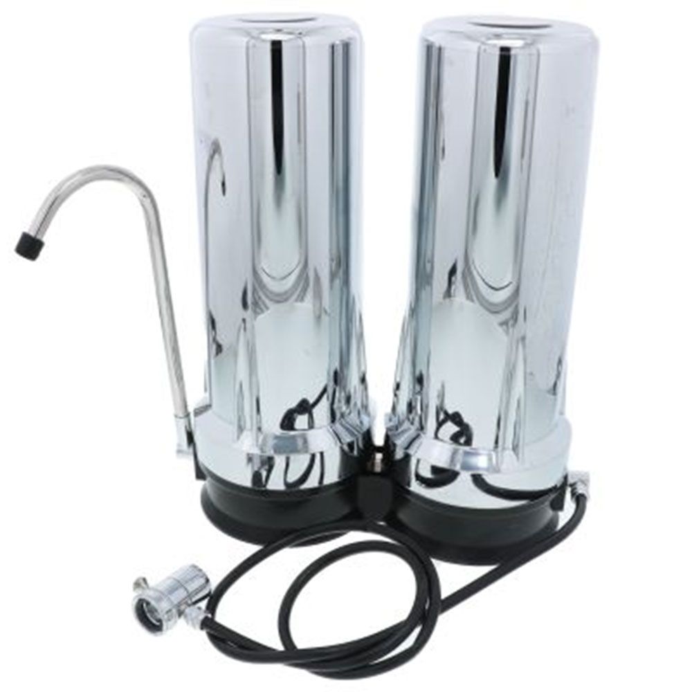 QMP603C Chrome Double Countertop Water Filter System - Chrome