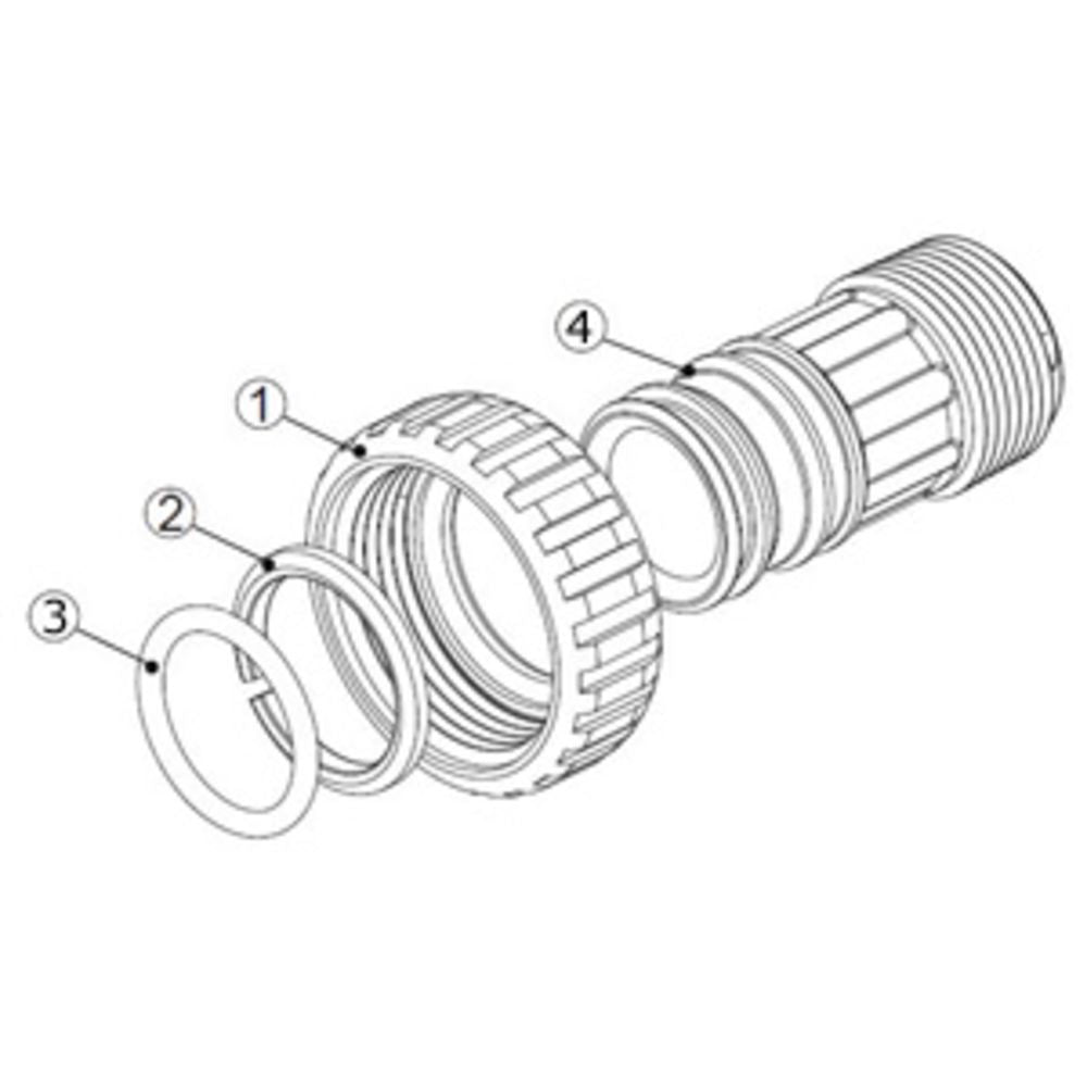 Clack WS1 V3007-04 Fitting 1" Plastic Male NPT Assembly