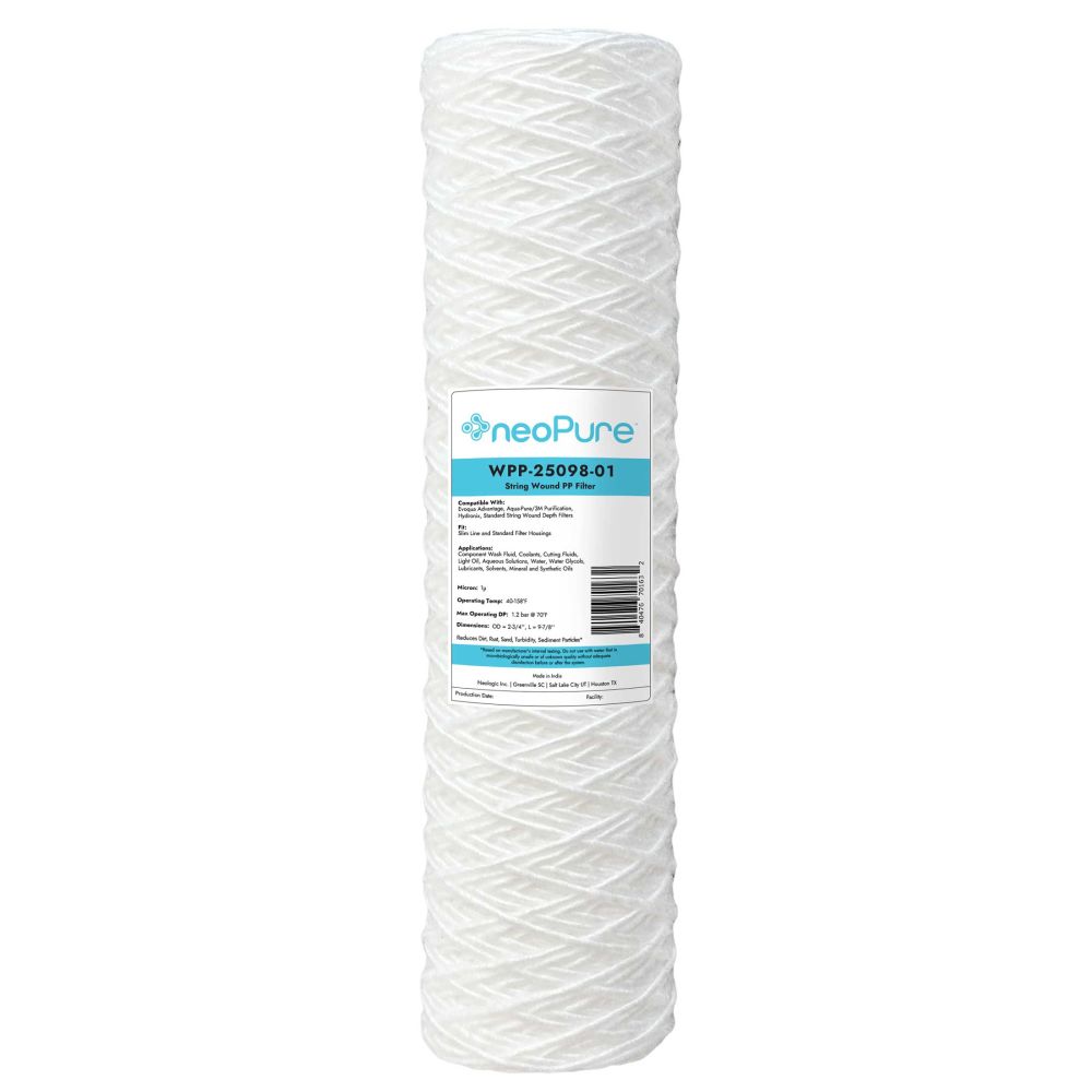 Neo-Pure WPP-25098-01 10" Surfactant Free String Wound Filter 1 Micron