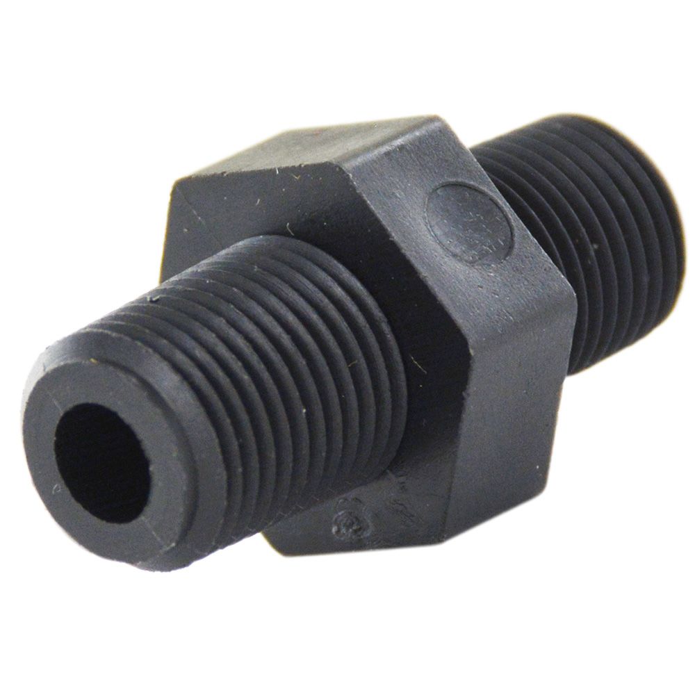 Nipple Hex - 1/8 x 1/8 MPT Black Polypropylene