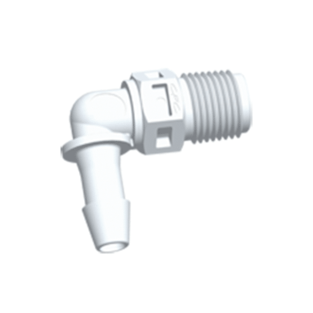 FitQuik Nylon Thread to Tube Elbow Fitting - 1/8 NPT to 3/16 Hose Barb