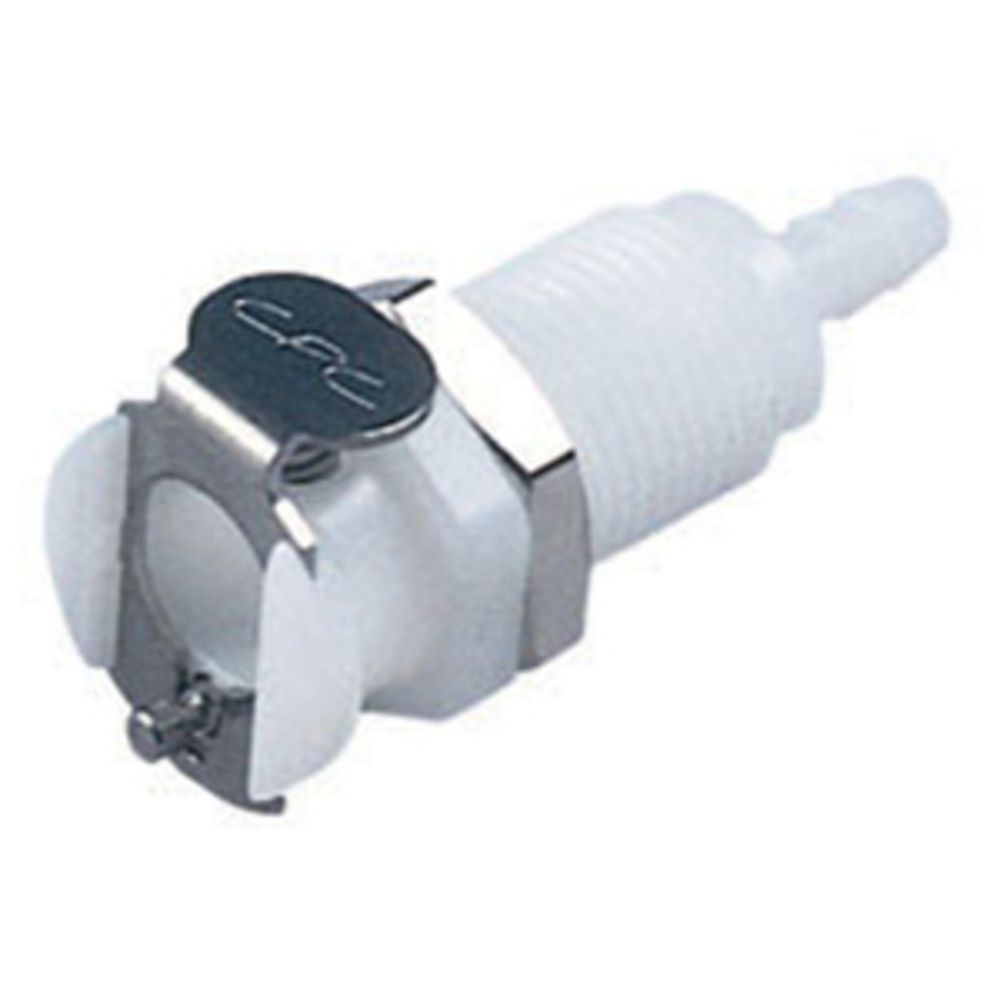 PMCD1603 Valved Panel Mount Hose Barb Coupling Body 3/16 ID Barb