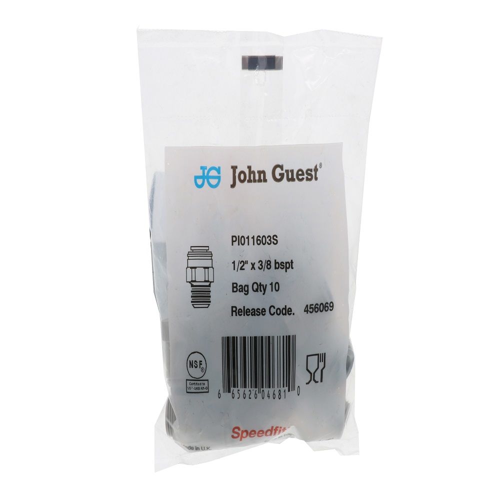 John Guest Male Connector BSPT - 1/2 x 3/8 BSPT