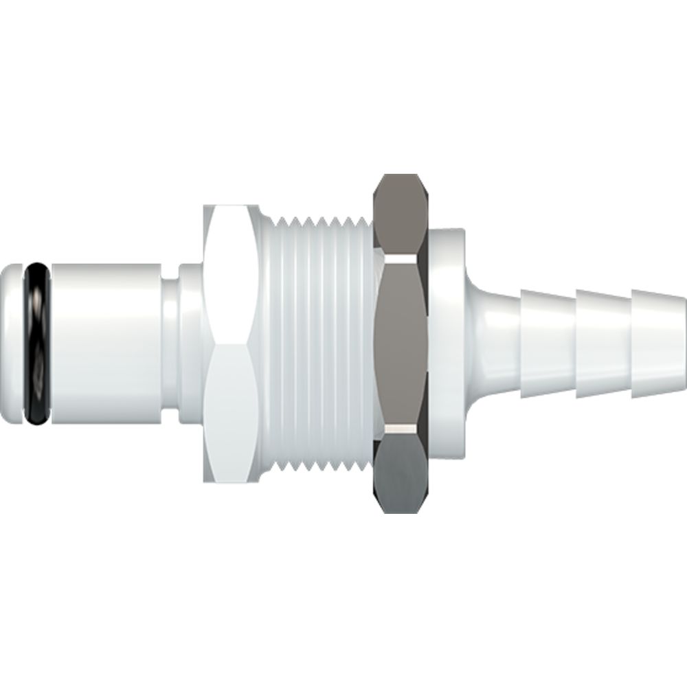 LinkTech 40AC Series Panel Mt. Male, Non-valved, 1/4" HB, Natural Acetal, Buna N