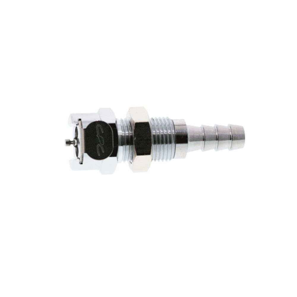 MCD1604 Valved Panel Mount Hose Barb Coupling Body 1/4 ID Barb