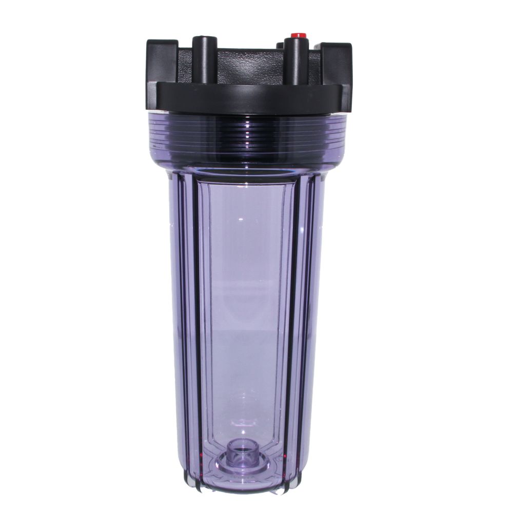 10" Neo-Pure Standard Water Filter Housing Black/Clear with Pressure Relief - 3/4" FPT