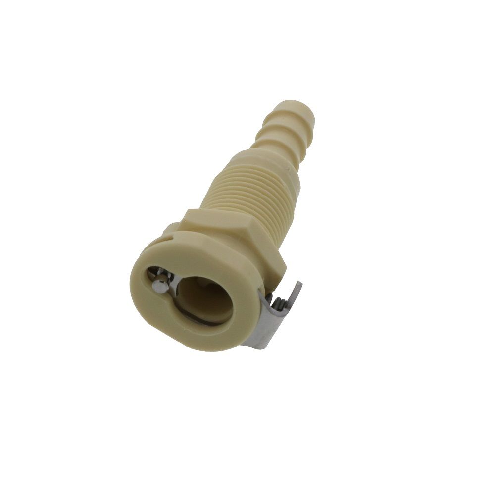 PMCD160412 Valved Panel Mount Hose Barb Coupling Body 1/4 ID Barb