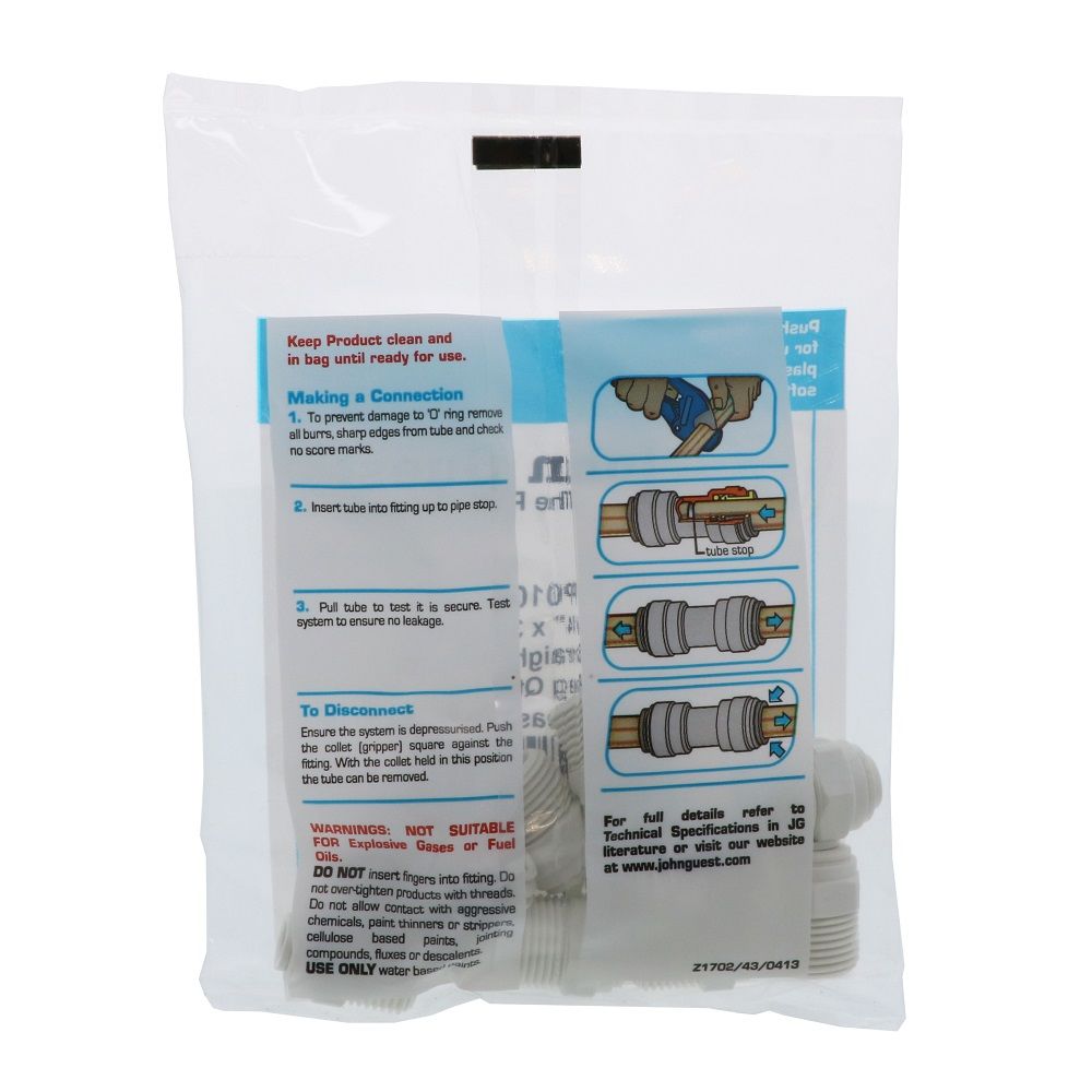John Guest Male Connector NPTF Polypro - 1/4 x 3/8 NPTF
