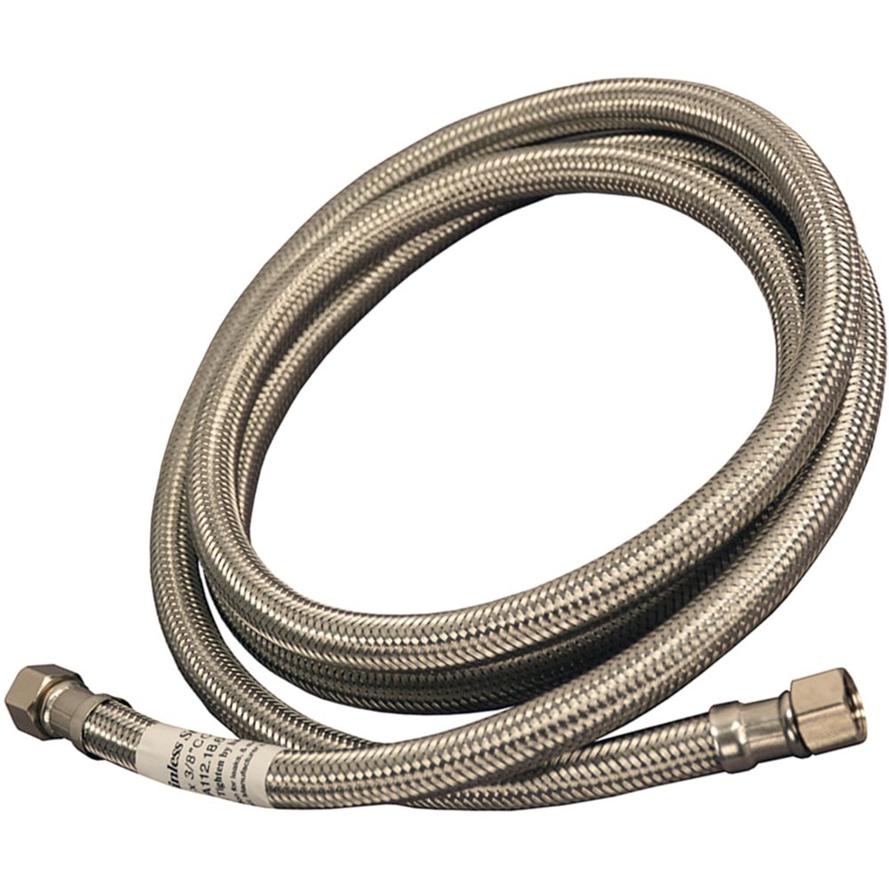 Braided Stainless Steel Hose 304 3/8" COMP x 3/8" COMP 12" Length