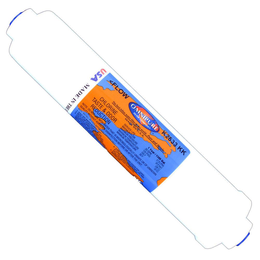 Omnipure Inline K2533-KK GAC Postfilter - 10" x 2" Filter - 3/8" Quick Connect