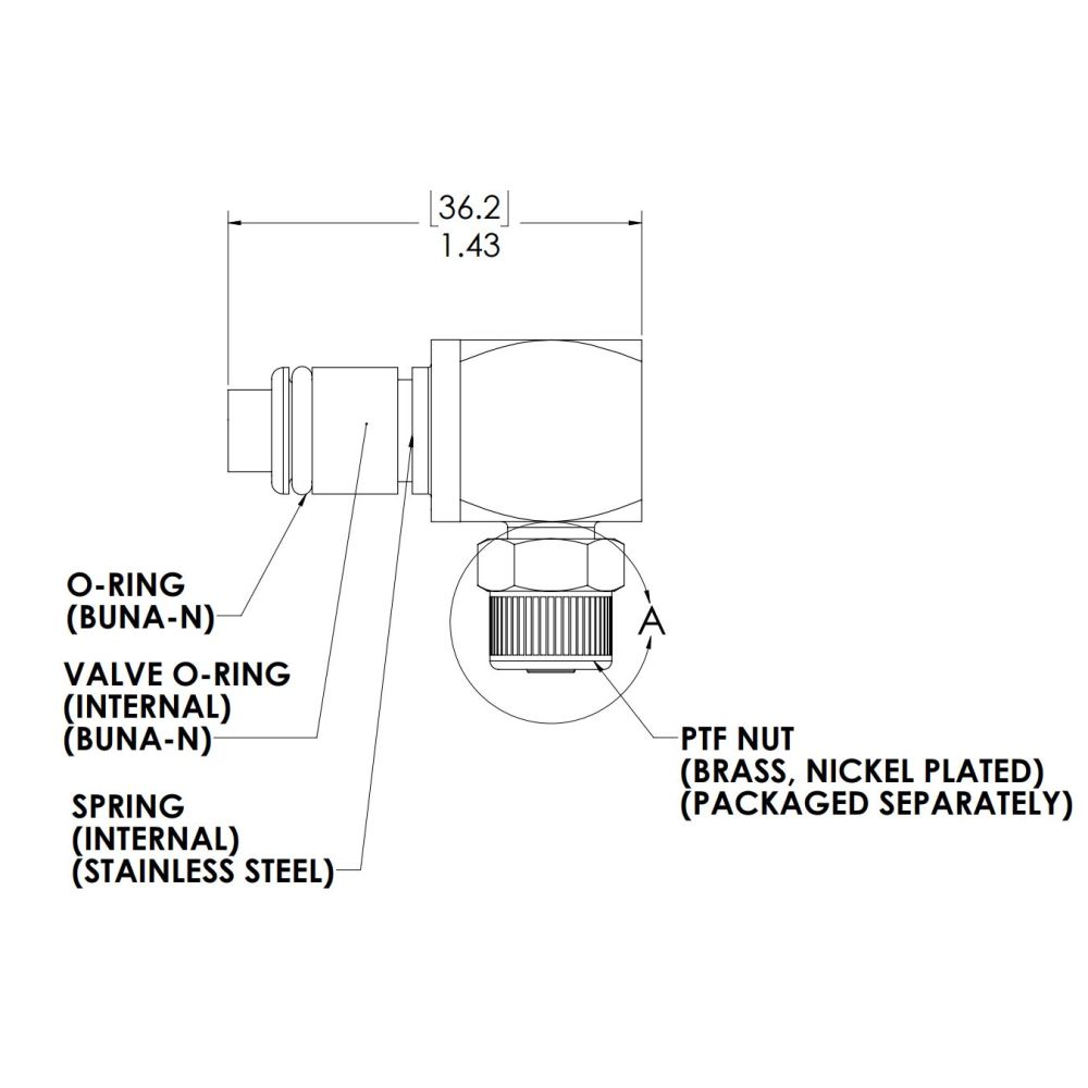 LinkTech 40CB Series Elbow Male, Valved, 1/4" PTF, Chrome Brass