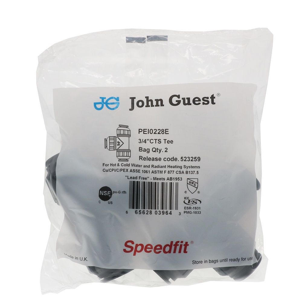 John Guest Black Union Tee - 3/4 CTS