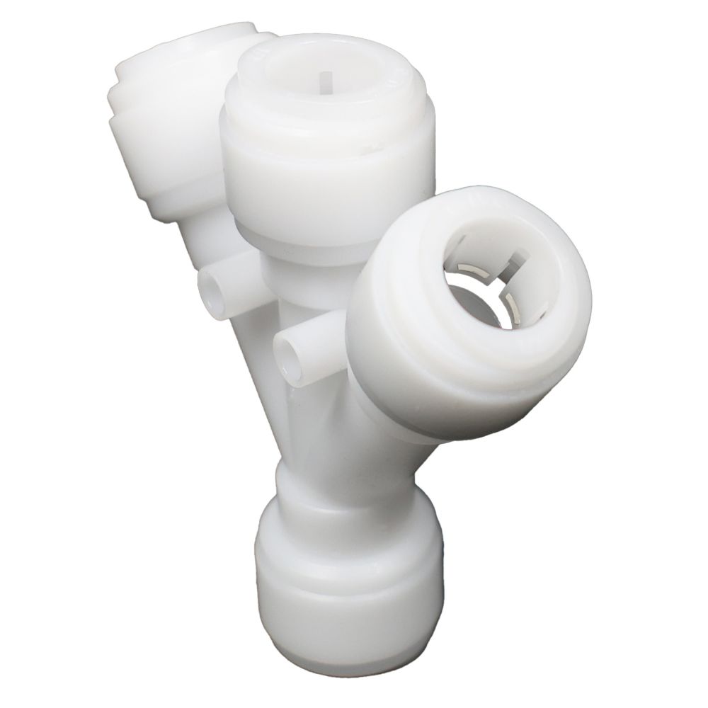 NeoFit Acetal White Three Way Divider 1/2" tube x 1/2" tube
