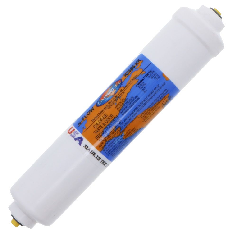 Omnipure Inline K2586-KK Icemaker GAC CTO/Scale - 10" x 2" Filter - 3/8" Quick Connect
