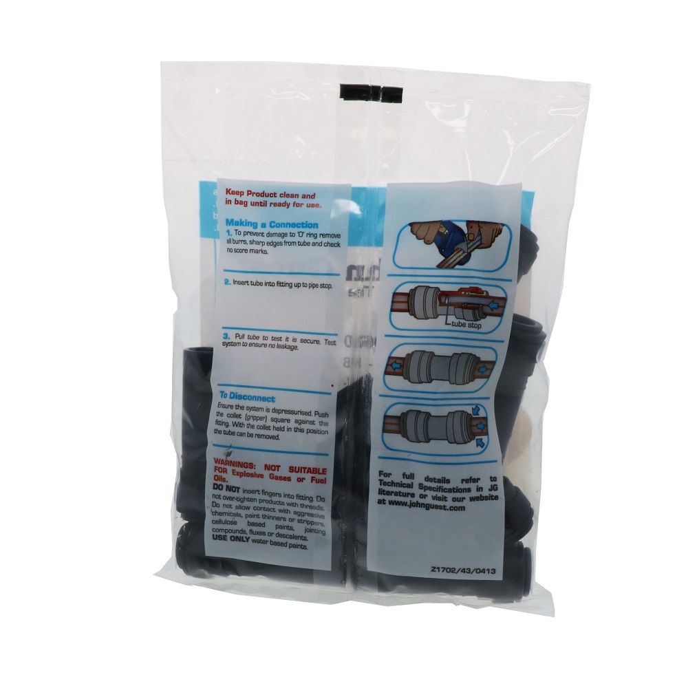 John Guest Reducer Stem Black Polypropylene - 5/8 Stem x 3/8